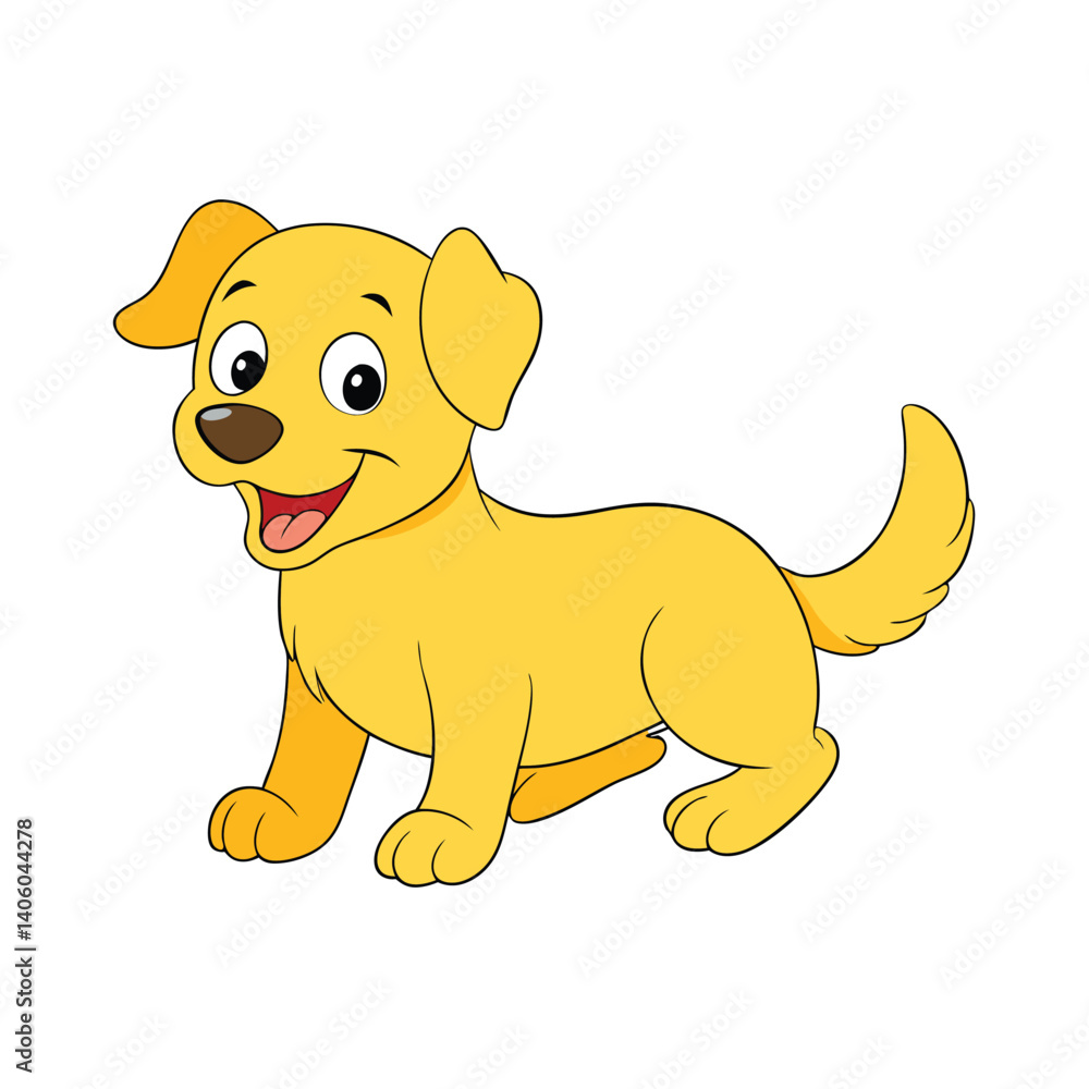 Adorable Cartoon Dog Lying in Sun with Big Eyes and Relaxed Smile ? Warm and Happy Moment Adorable Cartoon Dog Lying in Sun with Big Eyes and Relaxed Smile ? Warm and Happy Moment