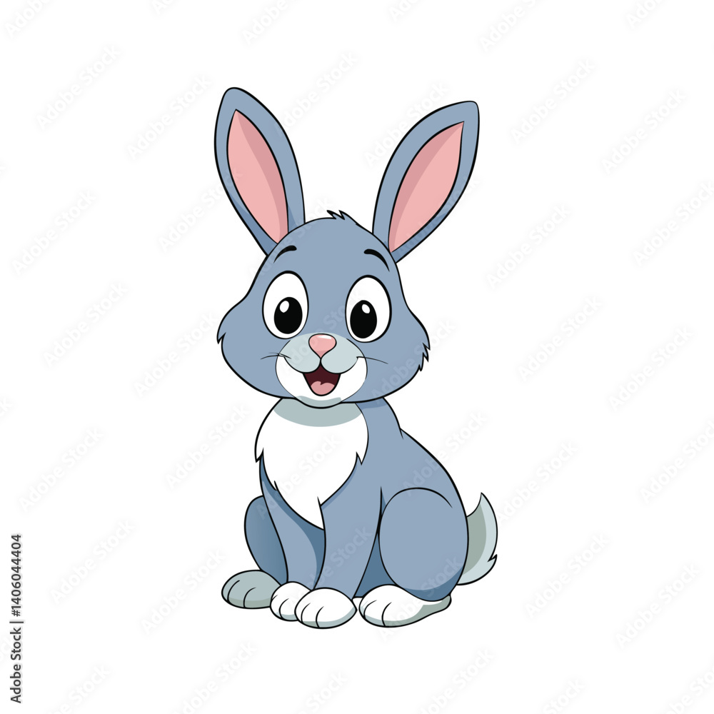 Obraz premium Playful Cartoon Rabbit Resting Under a Tree with Big Eyes and Happy Smile ? Peaceful Break