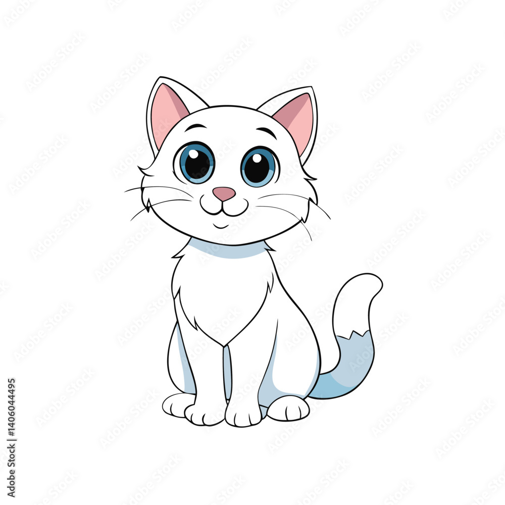 Charming Cartoon Cat Sitting by Window with Big Eyes and Graceful Stance ? Serene Relaxation Charming Cartoon Cat Sitting by Window with Big Eyes and Graceful Stance ? Serene Relaxation