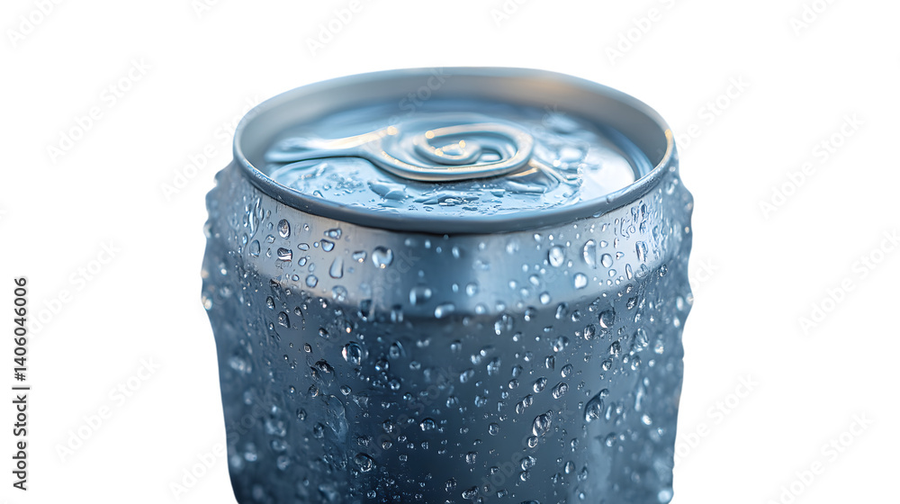 Refreshing Beverage in a Chilled Can with Condensation Drops Refreshing Beverage in a Chilled Can with Condensation Drops