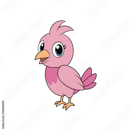 Delightful Cartoon Bird Hopping Around Happily with Big Eyes and Cheerful Smile ? Fun and Joyful Play