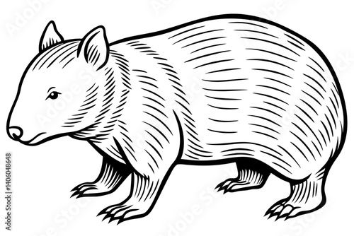 simple wombat line art