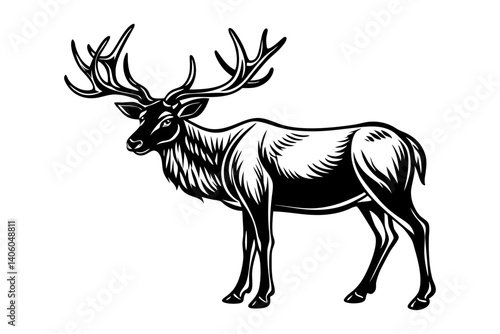 elk in line art