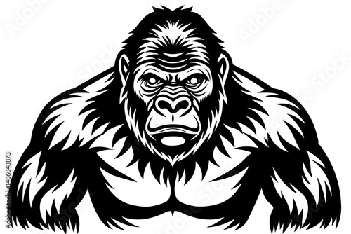 line art drawing of a gorilla