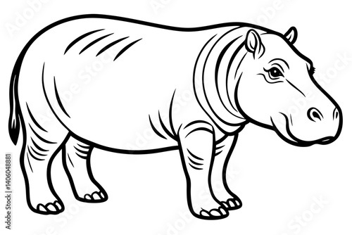 line silhouette of a hippopotamus