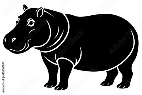 hippopotamus line silhouette drawing
