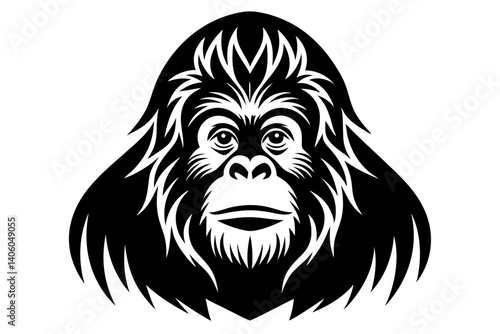 line silhouette drawing of an orangutan