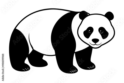 panda in simple line art