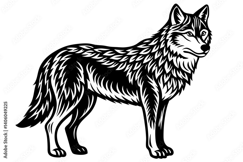 Fototapeta premium wolf silhouette line drawing