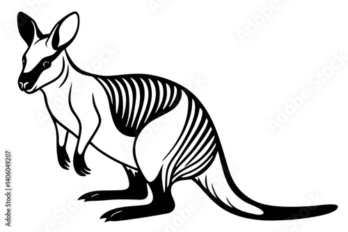 wallaby silhouette line drawing