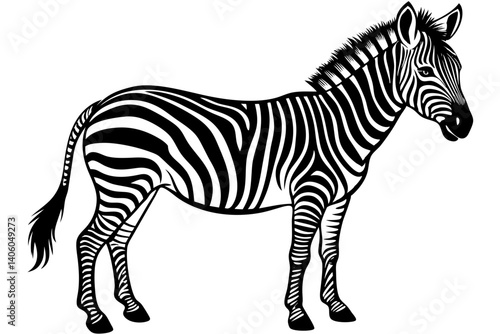 line silhouette drawing of a zebra