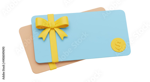 Isolated gift cards with bow