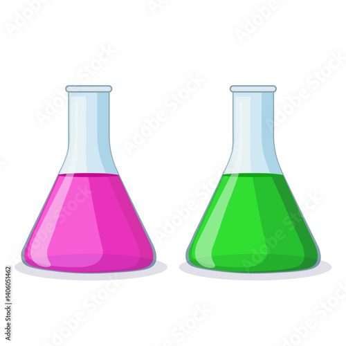 Two flasks for chemical experiments, empty and full