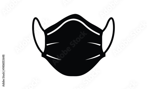 Face mask silhouette, Mask vector illustration, Protective mask icon, Medical mask graphic, Health safety symbol