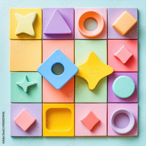 Free Download Colorful geometric shapes pastel educational toys - GFXLoad