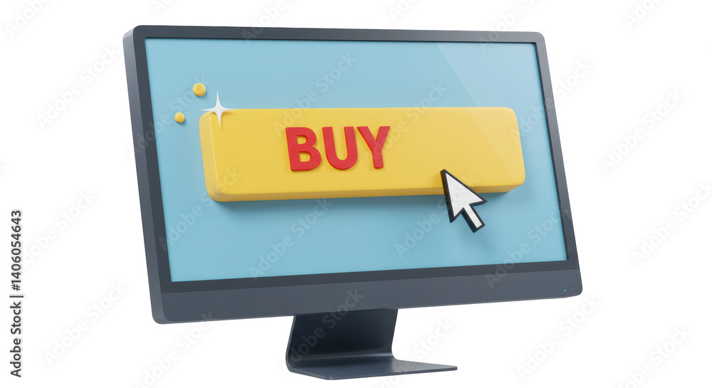 Isolated Computer Monitor with BUY Button Isolated Computer Monitor with BUY Button