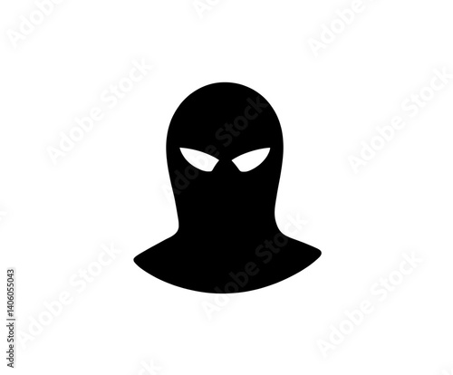 Mysterious silhouette of a masked figure with piercing eyes conveying an air of intrigue and secrecy in a stark, minimalist design