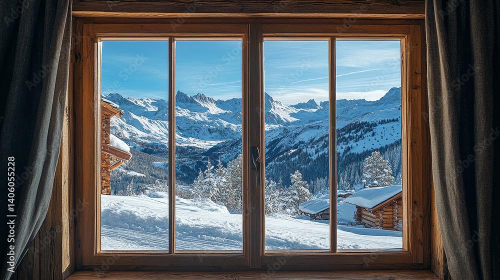 Winter Escape: Serene View from Cozy Cabin to Snowy Peaks
Winter Escape: Serene View from Cozy Cabin to Snowy Peaks