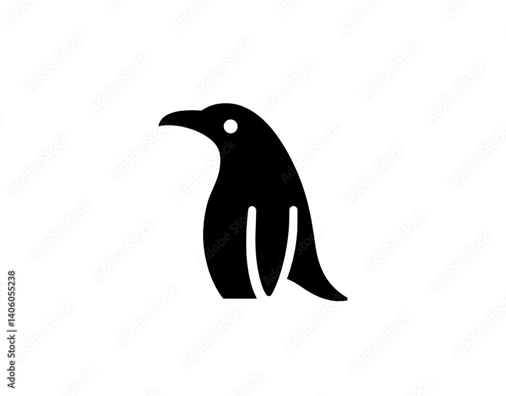 Obraz premium Charming black silhouette of a bird standing gracefully with a minimalist design perfect for engraved artwork or digital illustrations