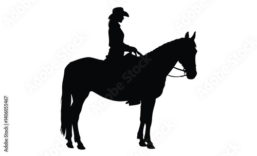 Cowboy riding horse, Lasso rope silhouette, Western rodeo illustration, Horse rider silhouette, Cowboy western scene