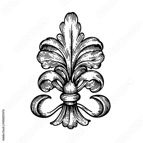 Intricate engraved floral design showcasing elegance and artistry in monochrome detail
