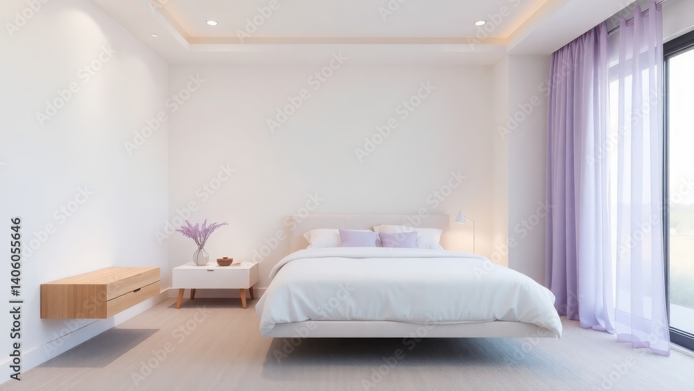 Fototapeta premium Modern Sleeping Area With Elegant Drapes