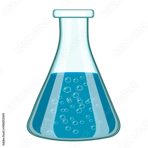 Flask with blue liquid for chemical experiments
