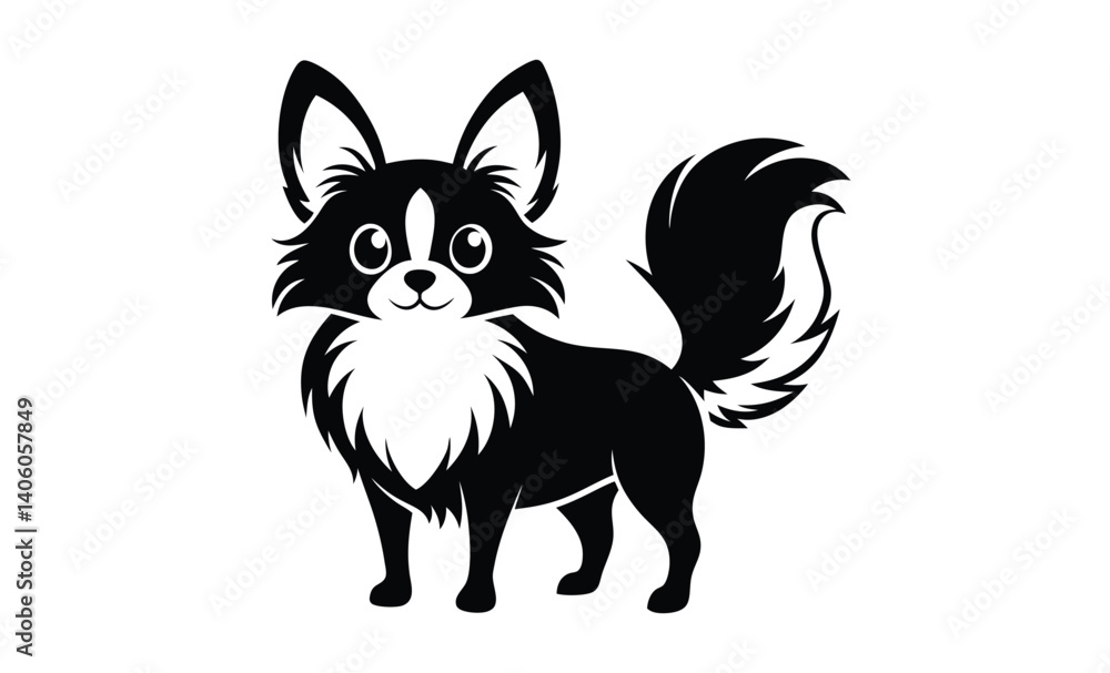 Obraz premium Chihuahua dog silhouette illustration, Small dog vector, Pet animal black outline, Chihuahua side view graphic
