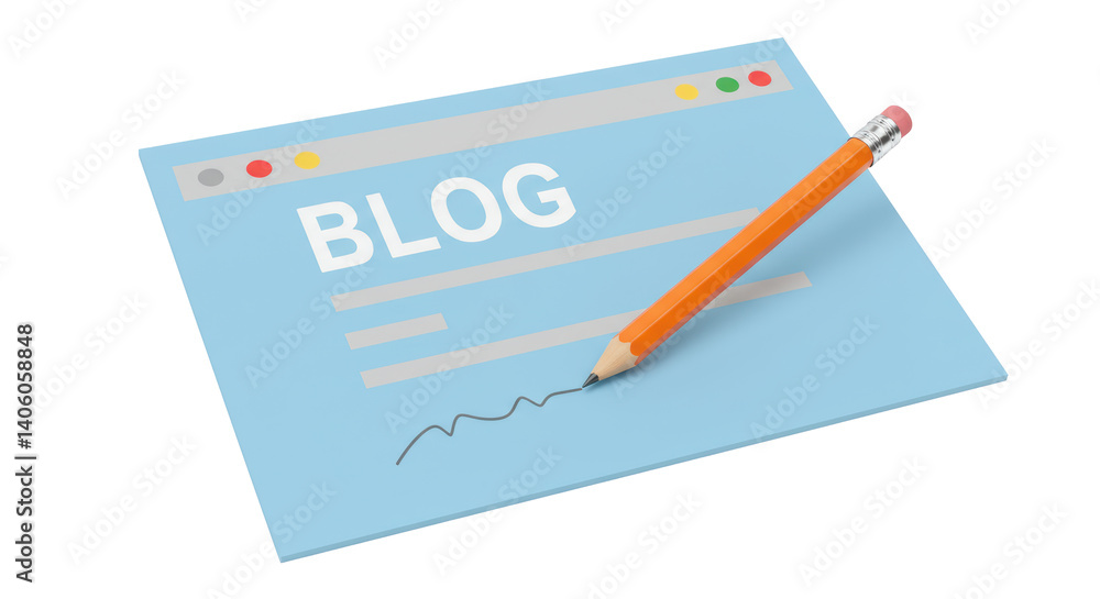 Isolated Blog Page with Pencil Isolated Blog Page with Pencil