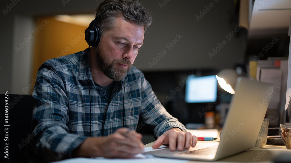 Nighttime Video Editing in a Creative Studio Nighttime Video Editing in a Creative Studio