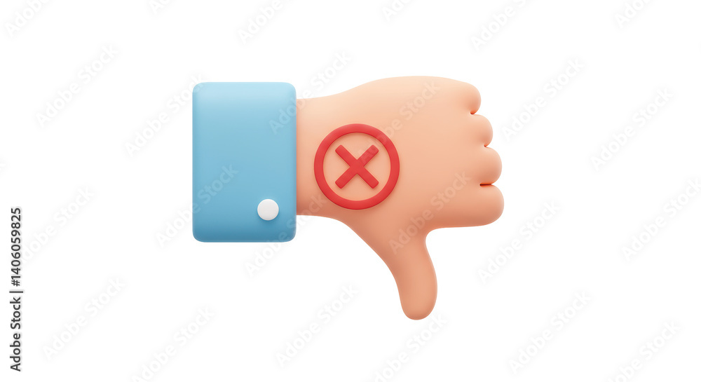 Isolated Thumbs Down with Cross Isolated Thumbs Down with Cross