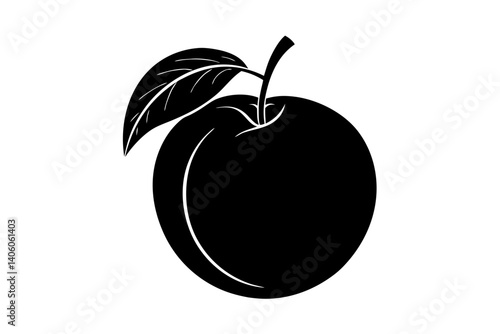 Nectarine silhouette vector drawing