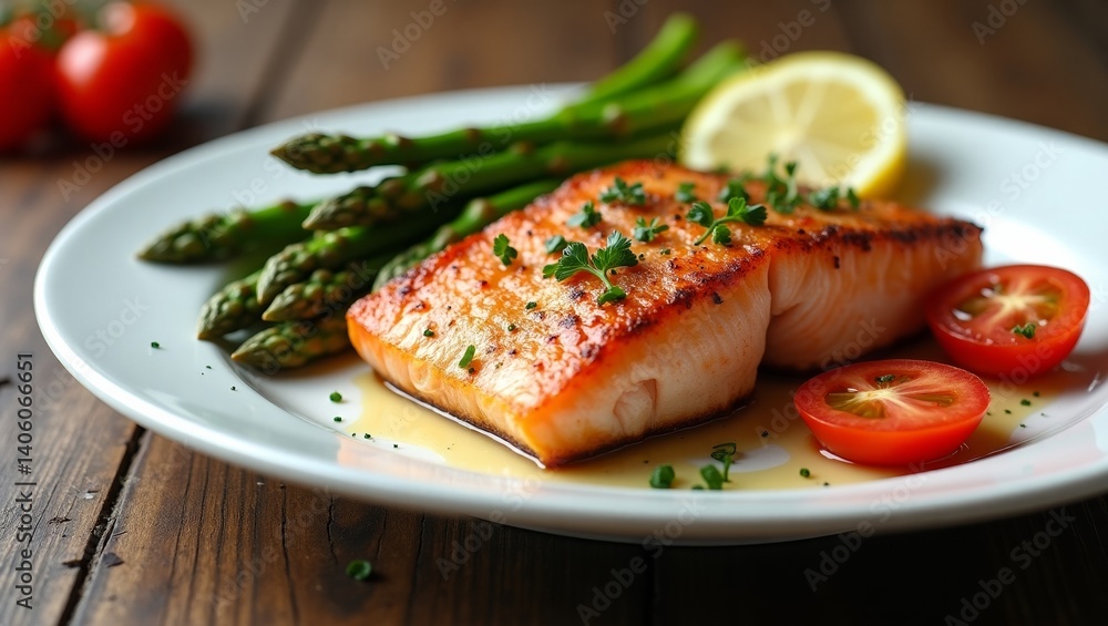 Grilled Salmon with Asparagus and Tomatoes - A Culinary Delight Grilled Salmon with Asparagus and Tomatoes - A Culinary Delight