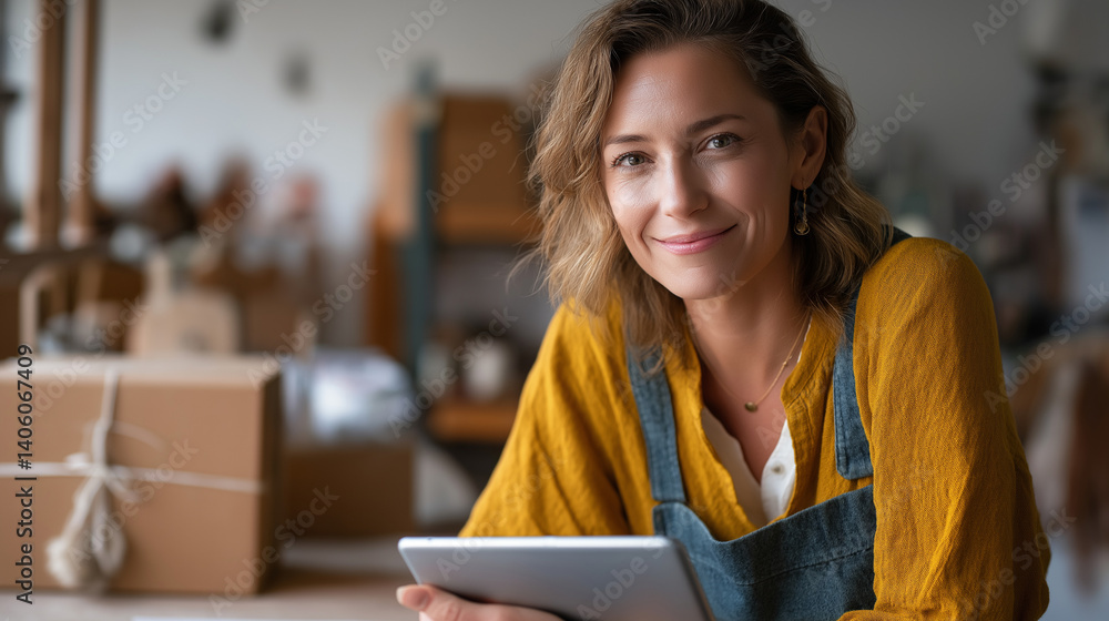 Fototapeta premium Ecommerce Success in a Creative Workspace