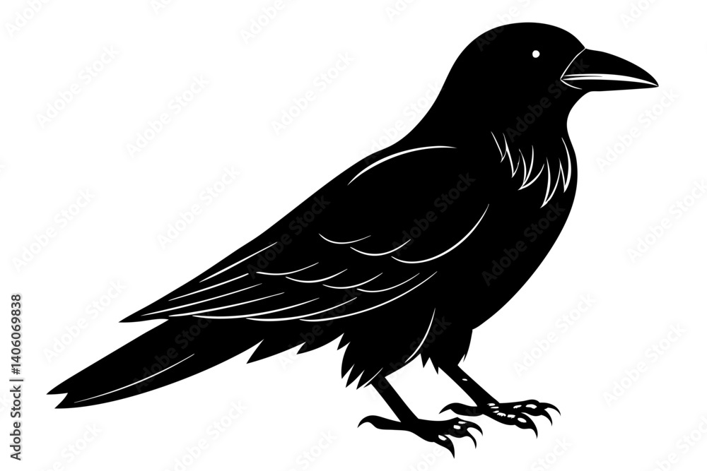 Obraz premium Crow Silhouette Illustration in Minimal Style
