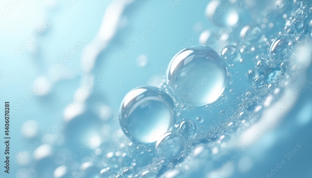 Transparent hyaluronic acid gel texture with visible air bubbles against light blue background. Skincare product illustration emphasizes hydration, rejuvenation, beauty treatment. Cosmetic background Transparent hyaluronic acid gel texture with visible air bubbles against light blue background. Skincare product illustration emphasizes hydration, rejuvenation, beauty treatment. Cosmetic background