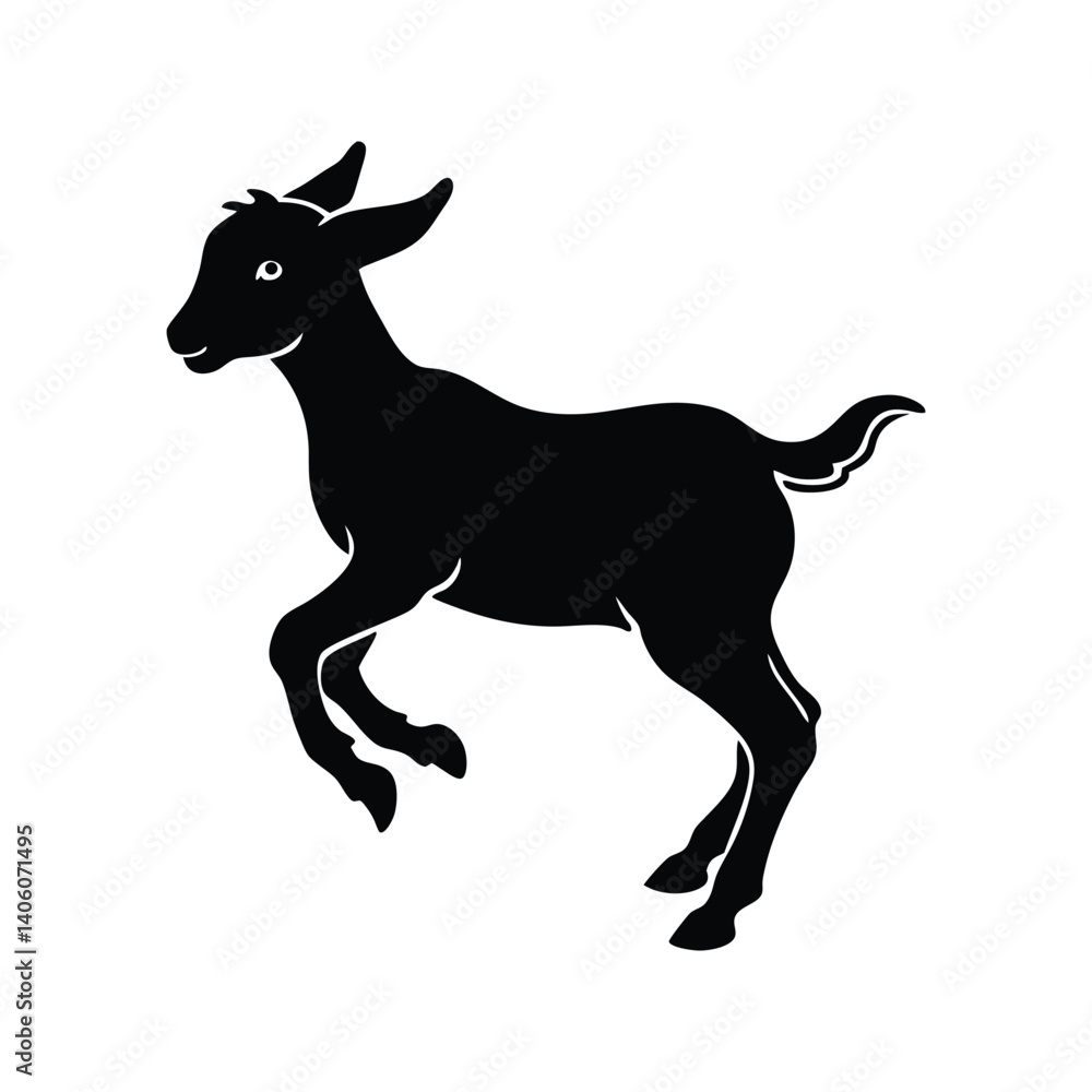 Fototapeta premium silhouette of a goat on white background