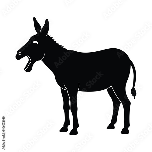 silhouette of donkey braying with open mouth