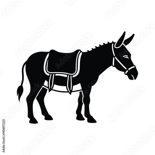 silhouette of donkey with pack saddle