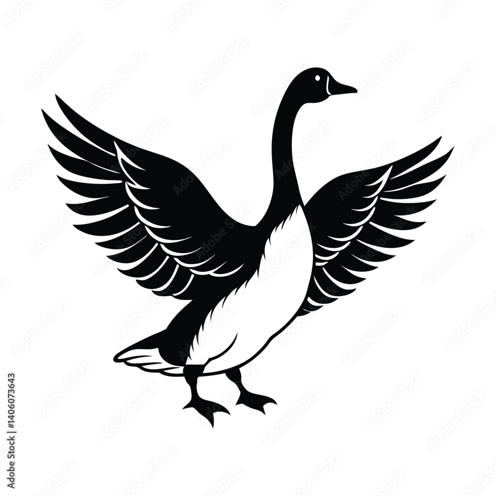 Obraz premium silhouette of goose with spread wings