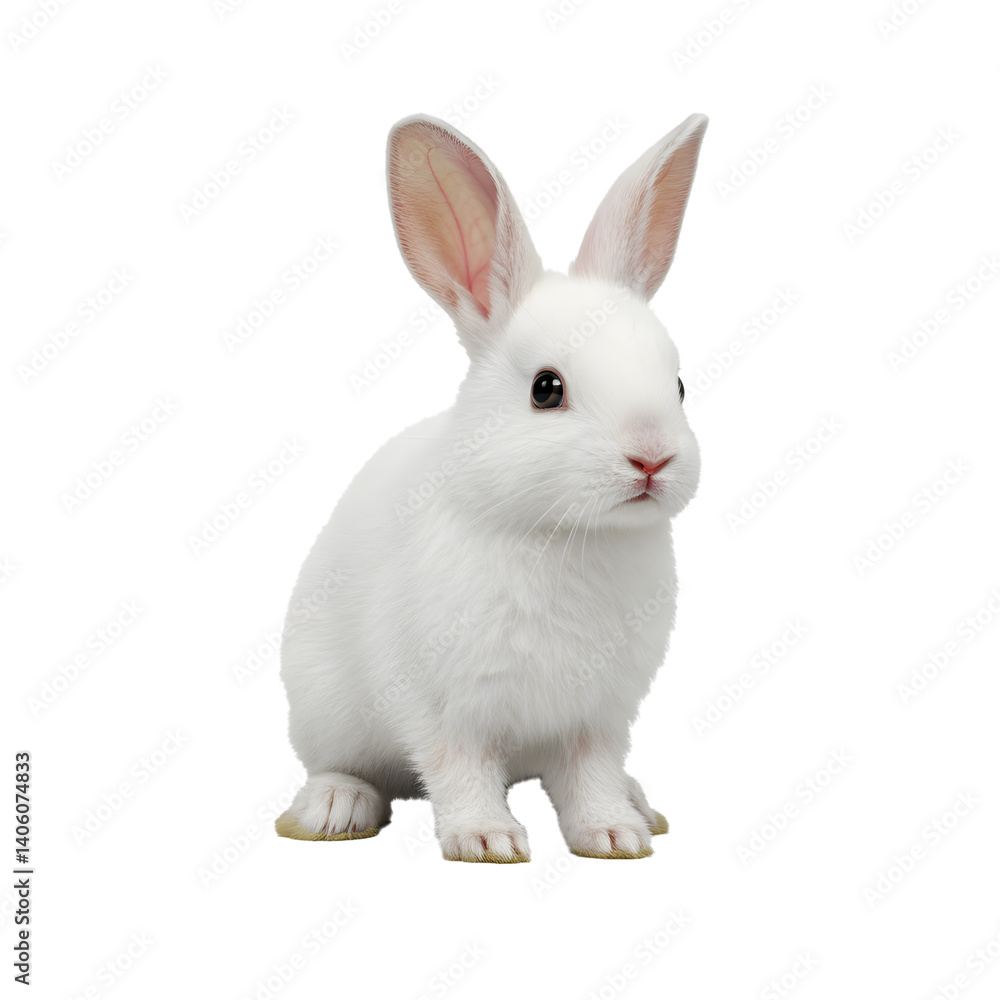 Alert bunny rabbit with big ears isolated on white background Alert bunny rabbit with big ears isolated on white background