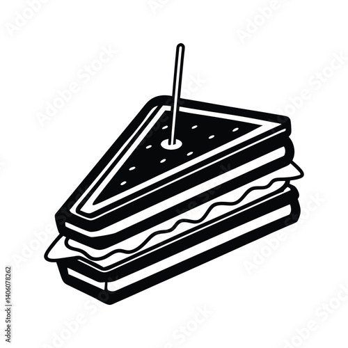 vector silhouette of club sandwich with toothpick