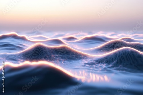 Wallpaper Mural Waves gently rolling under a pastel sunset sky at the ocean's edge in the evening Torontodigital.ca