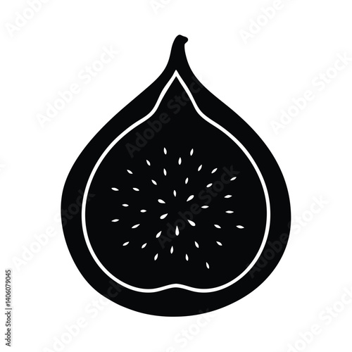 vector silhouette of fig sliced open