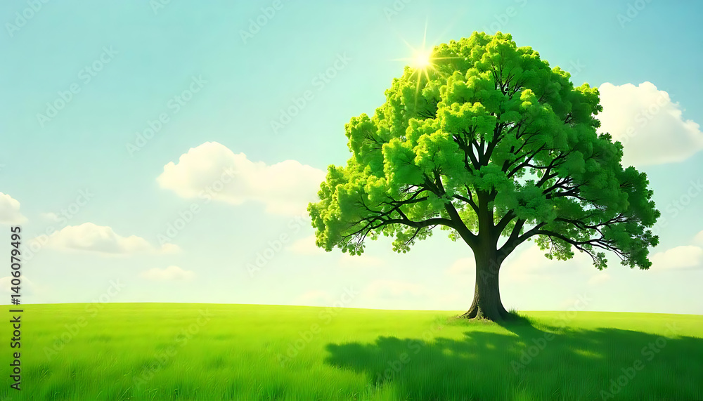 A large, ancient baobab tree with world map leaves, silhouetted against a vibrant sunset in the African savanna, earth day concept, .created with generative ai A large, ancient baobab tree with world map leaves, silhouetted against a vibrant sunset in the African savanna, earth day concept, .created with generative ai