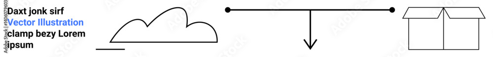 Obraz premium Cloud with data transfer arrow pointing to an open box. Ideal for data migration, backup, technology, storage, cloud computing, logistics, simple landing page