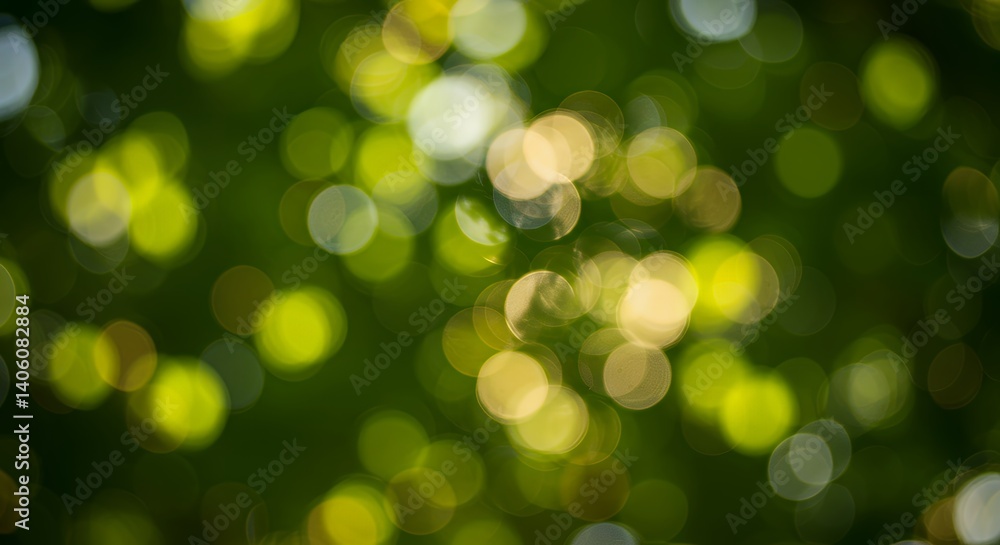 Obraz premium Abstract bokeh background of green and yellow out-of-focus circles, concept for nature themed designs and website backgrounds