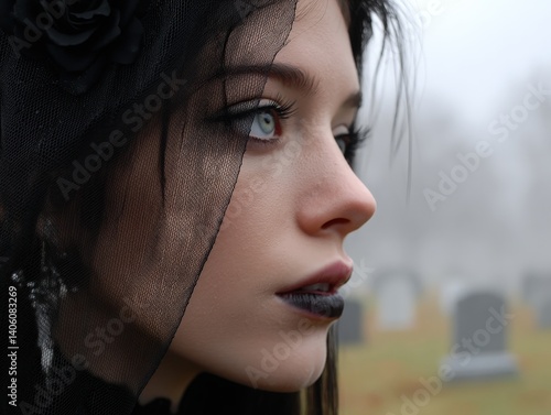 Young woman with pale skin ...