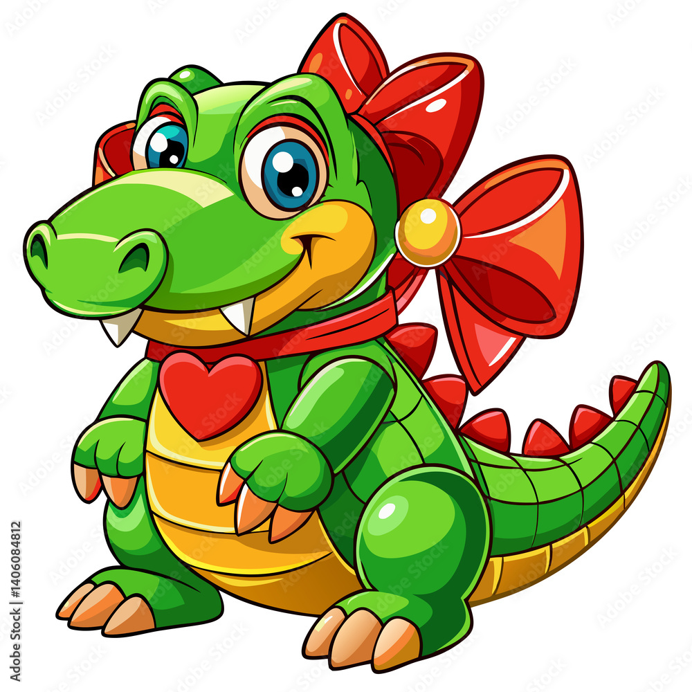 Fototapeta premium Adorable Crocodile Dressed in Bow Necktie