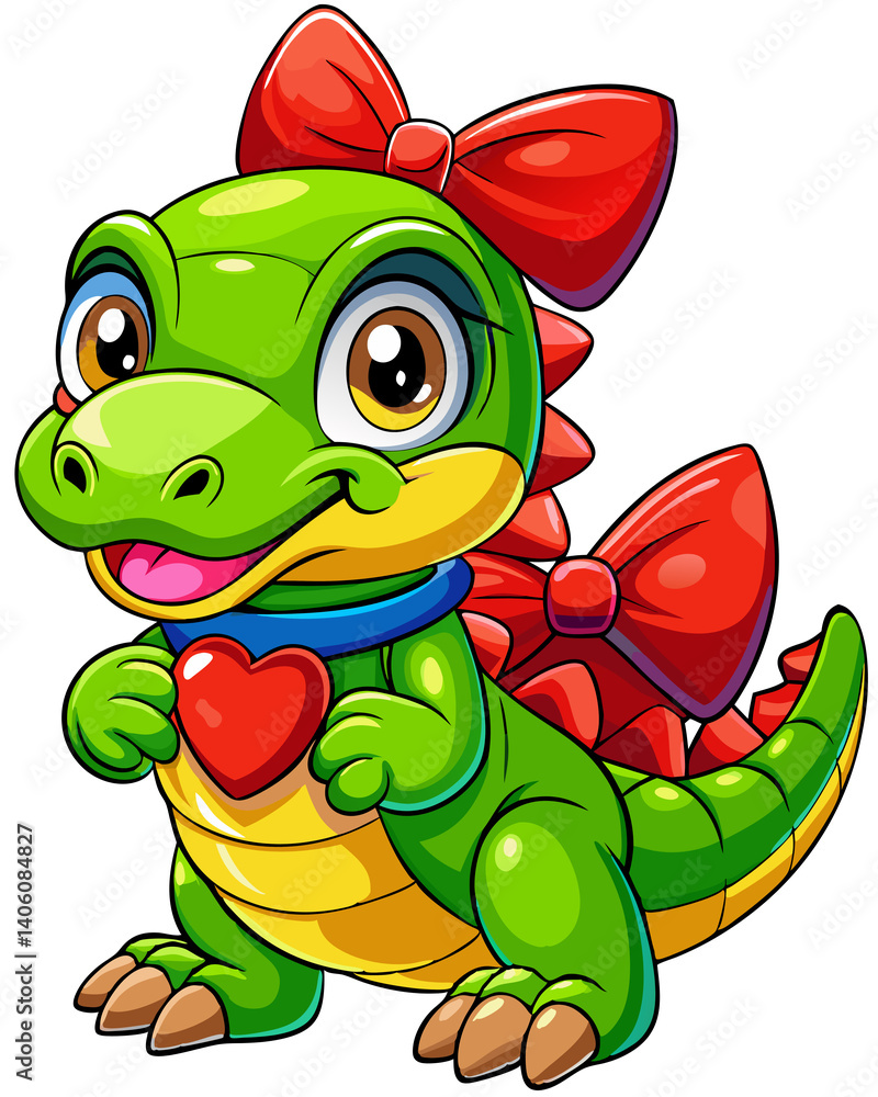 Fototapeta premium Cartoon Crocodile Wearing Tie and Smiling